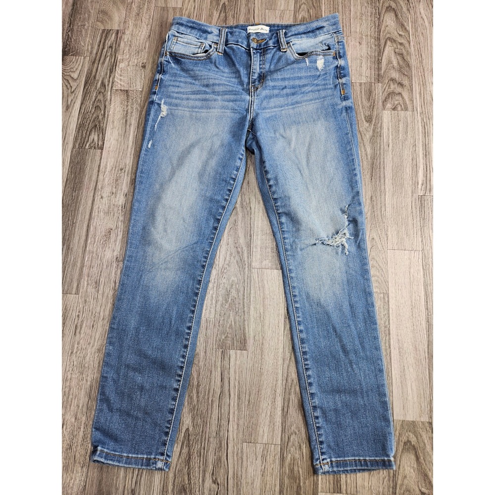 Studio Blue Skinny Jeans Women 29 Blue Distressed Mid Rise Denim